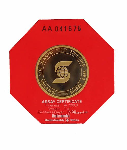 1 Oz Gold Coin Valcambi Suisse
